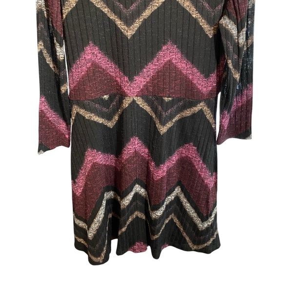 Sandra Darren Women's Dress Midi Scoop Neck Chevron Print Stretch Knit Tunic 16 - Picture 9 of 15